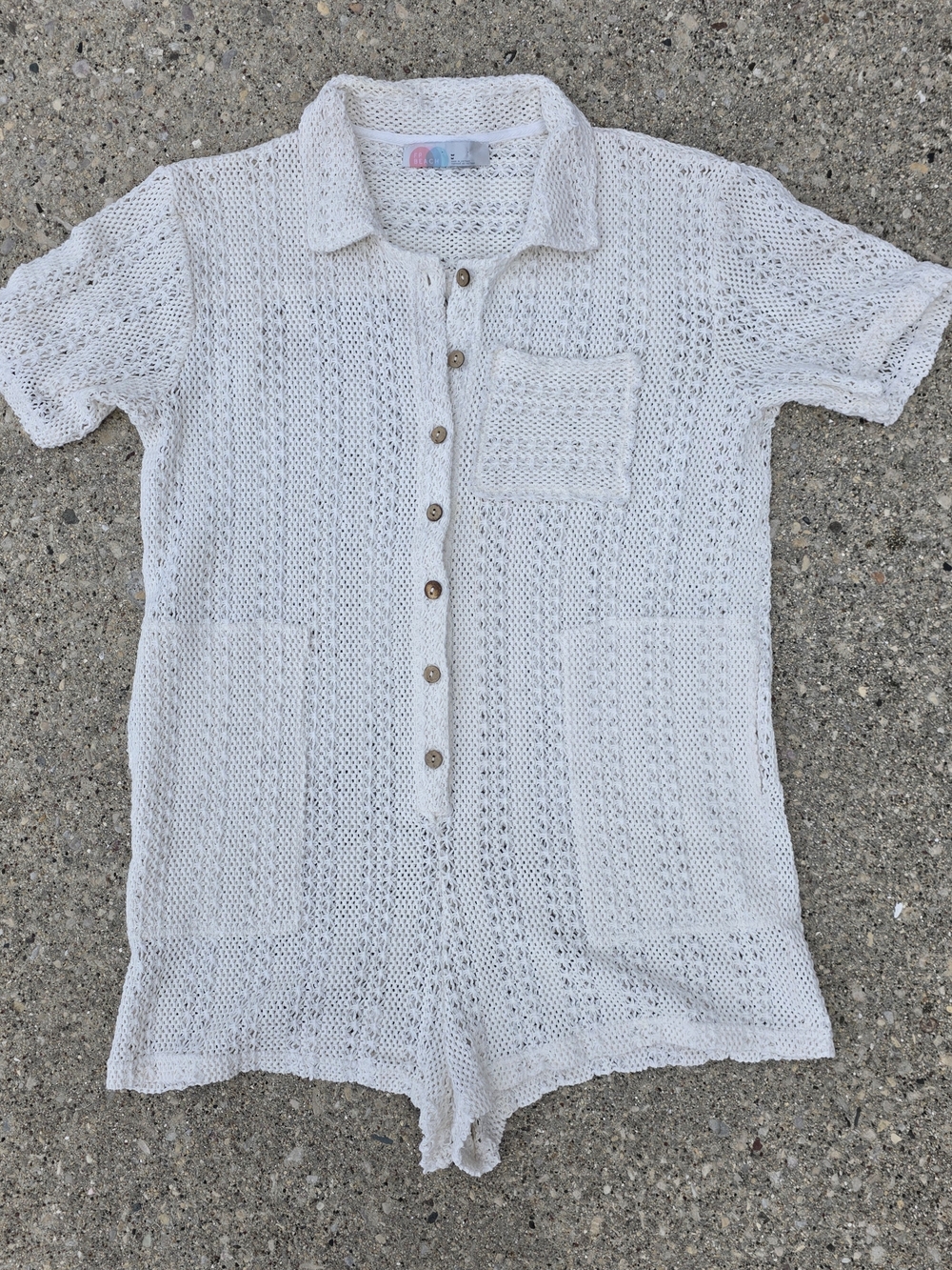 Free People FP Beach Crochet Romper Boho Ivory Medium - Picture 4 of 12